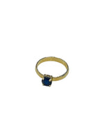 9ct Yellow Gold Round Dark Blue Sapphire Ring - Aurum Jewels