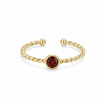 9ct Yellow Gold Round Garnet Twisted Band Ring - Aurum Jewels