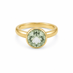 9ct Yellow Gold Round Green Amethyst Ring - Aurum Jewels