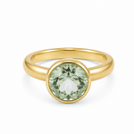 9ct Yellow Gold Round Green Amethyst Ring - Aurum Jewels