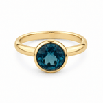 9ct Yellow Gold Round London Blue Topaz Ring - Aurum Jewels
