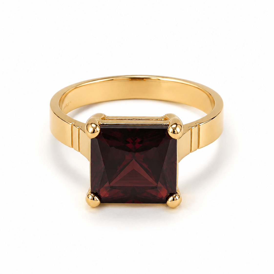 9ct Yellow Gold Square Garnet Ring - Aurum Jewels