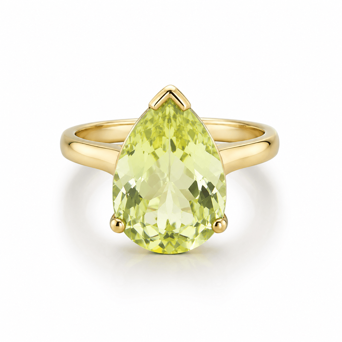 9ct Yellow Gold Statement Pear Cut Faceted Lemon Quartz Ring - Aurum Jewels