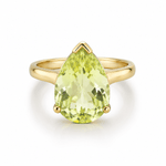 9ct Yellow Gold Statement Pear Cut Faceted Lemon Quartz Ring - Aurum Jewels