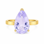 9ct Yellow Gold Teardrop Lavender Quartz Ring - Aurum Jewels