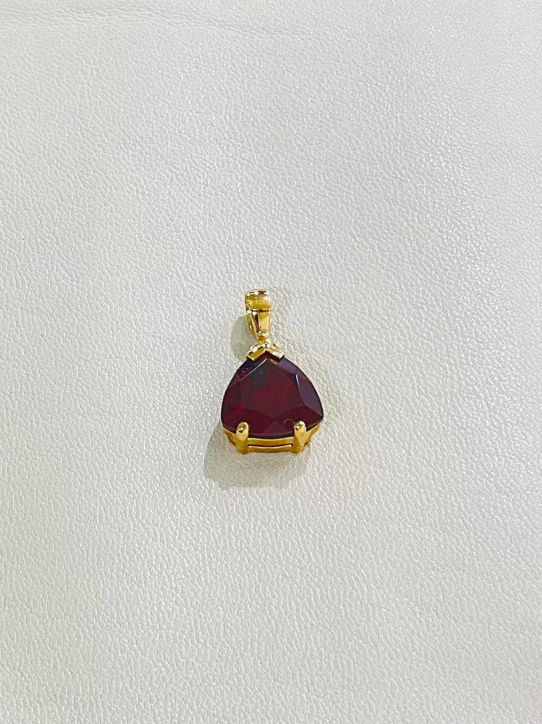 9ct Yellow Gold Triangular Garnet Pendant - Aurum Jewels