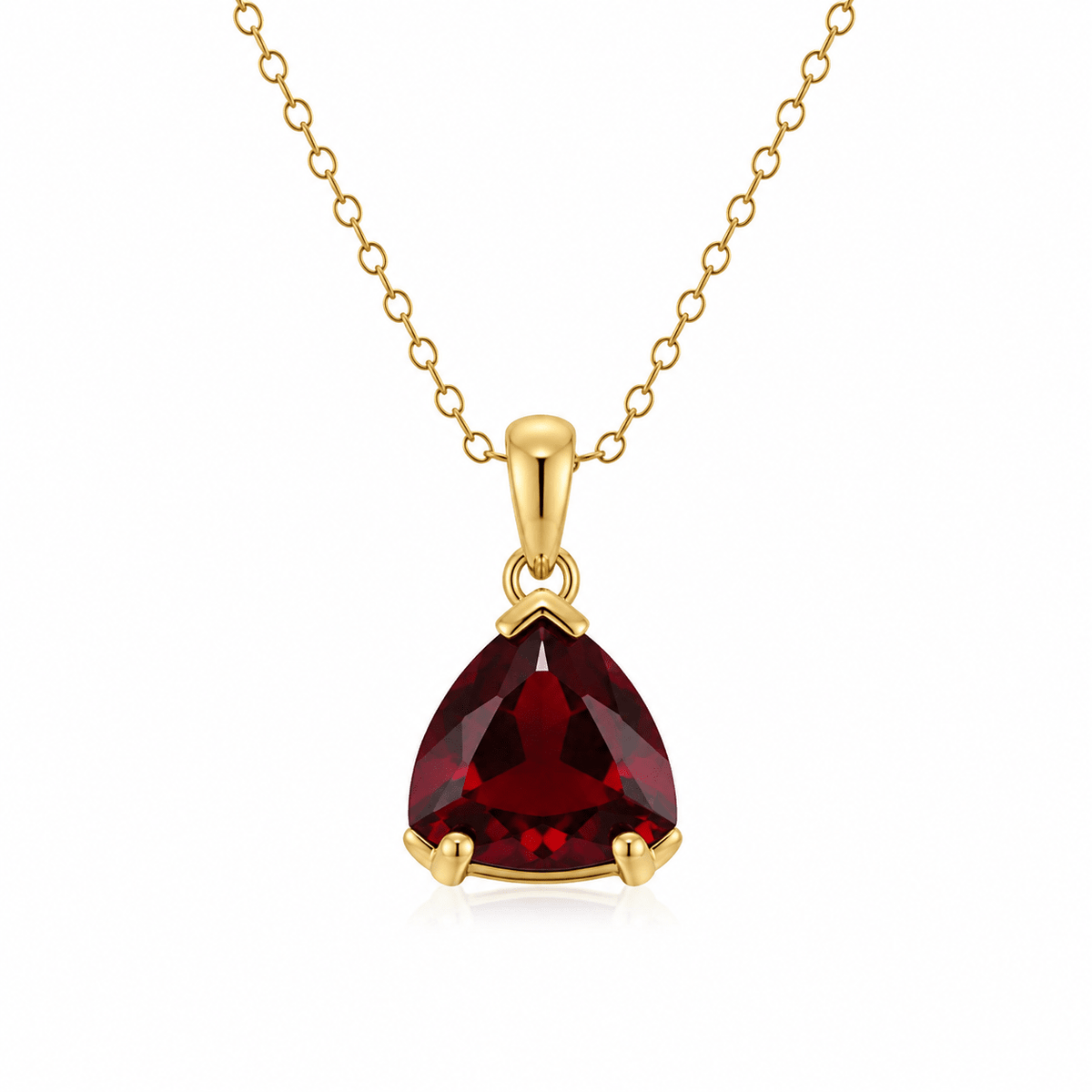 9ct Yellow Gold Triangular Garnet Pendant - Aurum Jewels