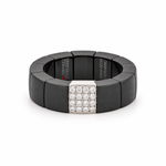 Demeglio Scacco Ring in Black Polished Ceramic with Diamonds