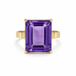 9ct Yellow Gold 15x20mm Rectangular Amethyst Cocktail Ring