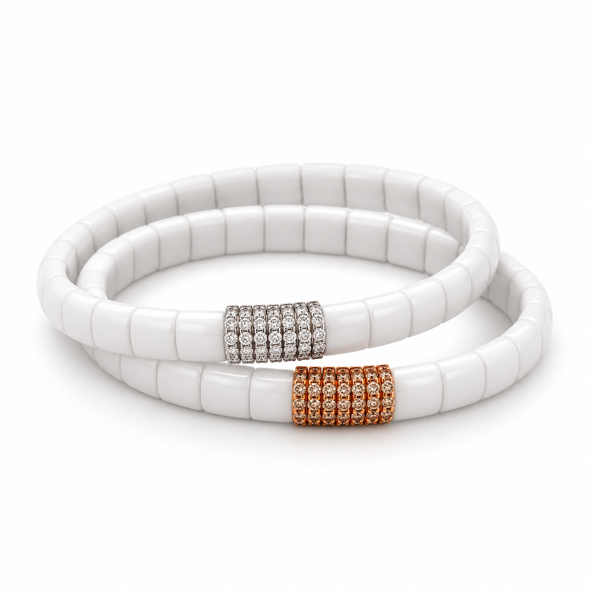 Demeglio White Ceramic & Diamond Bracelet