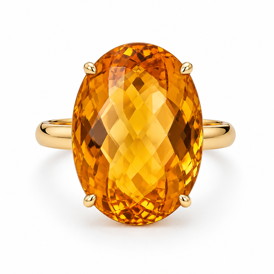 9ct Yellow Gold Statement Oval Facetted Citrine Cocktail Ring