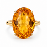 9ct Yellow Gold Statement Oval Facetted Citrine Cocktail Ring
