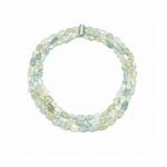 Aquamarine & Morganite Gemstone Multi Row Necklace - Aurum Jewels