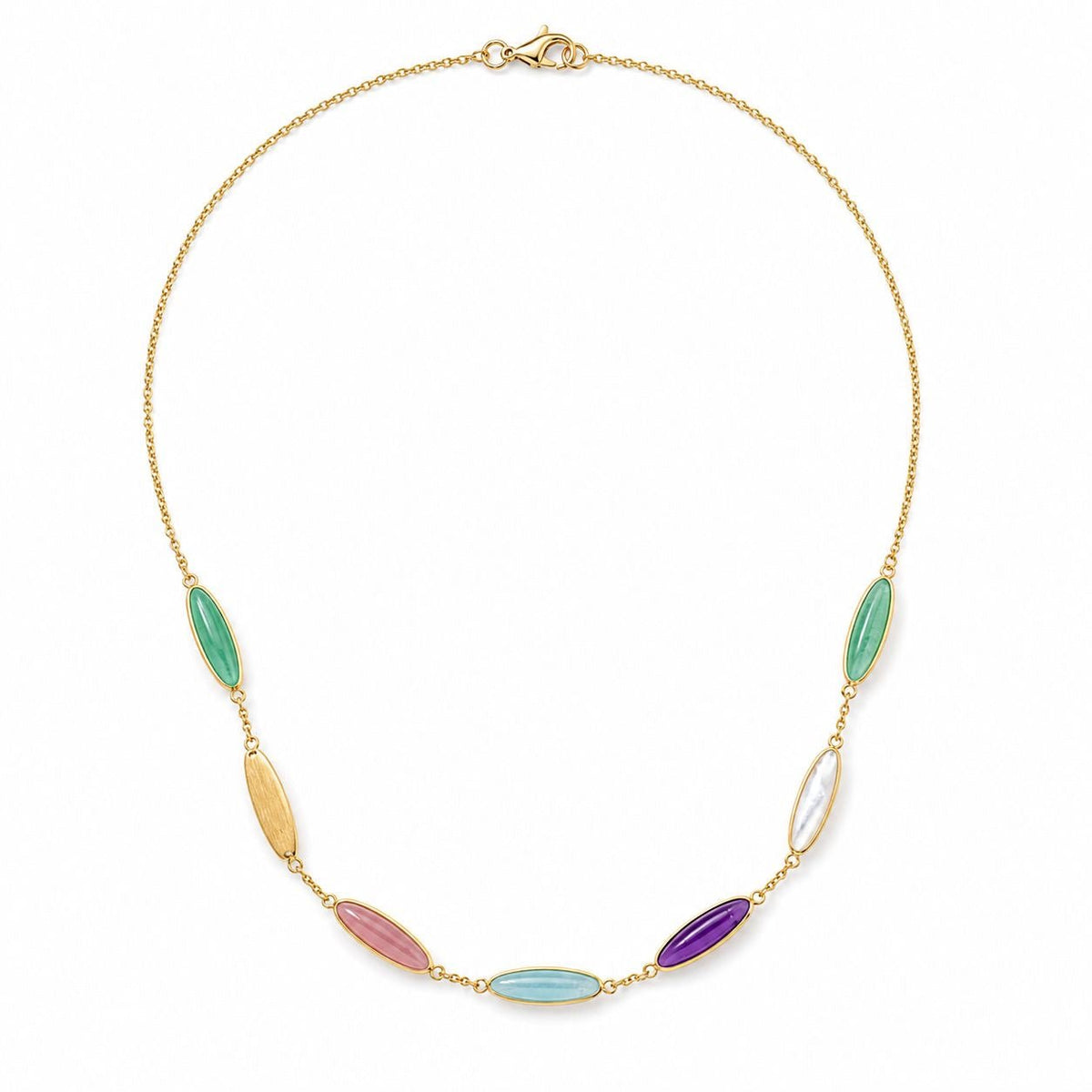 Aurum Jewels 18ct Gold Fancy Multi Gemstone Necklace - Aurum Jewels