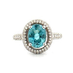 Aurum Jewels 18ct White Gold Apatite & Diamond Halo Ring - Aurum Jewels