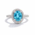 Aurum Jewels 18ct White Gold Apatite & Diamond Halo Ring - Aurum Jewels
