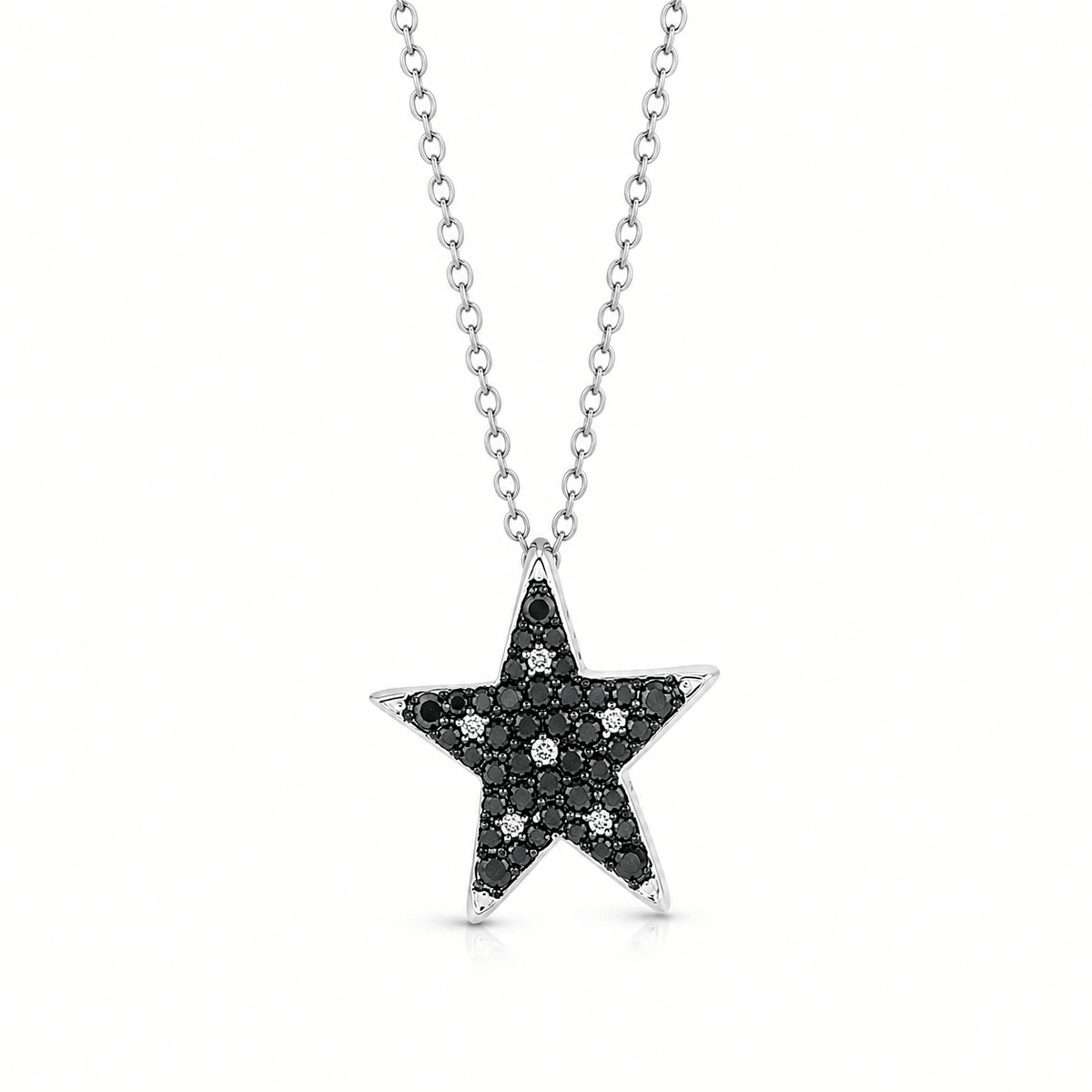 Aurum Jewels 18ct White Gold & Black Rhodium Black & White Diamond Star Pendant - Aurum Jewels