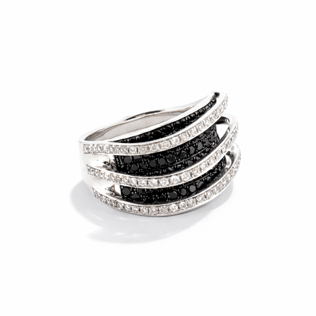 Aurum Jewels 18ct White Gold Black & White Diamond Ring - Aurum Jewels