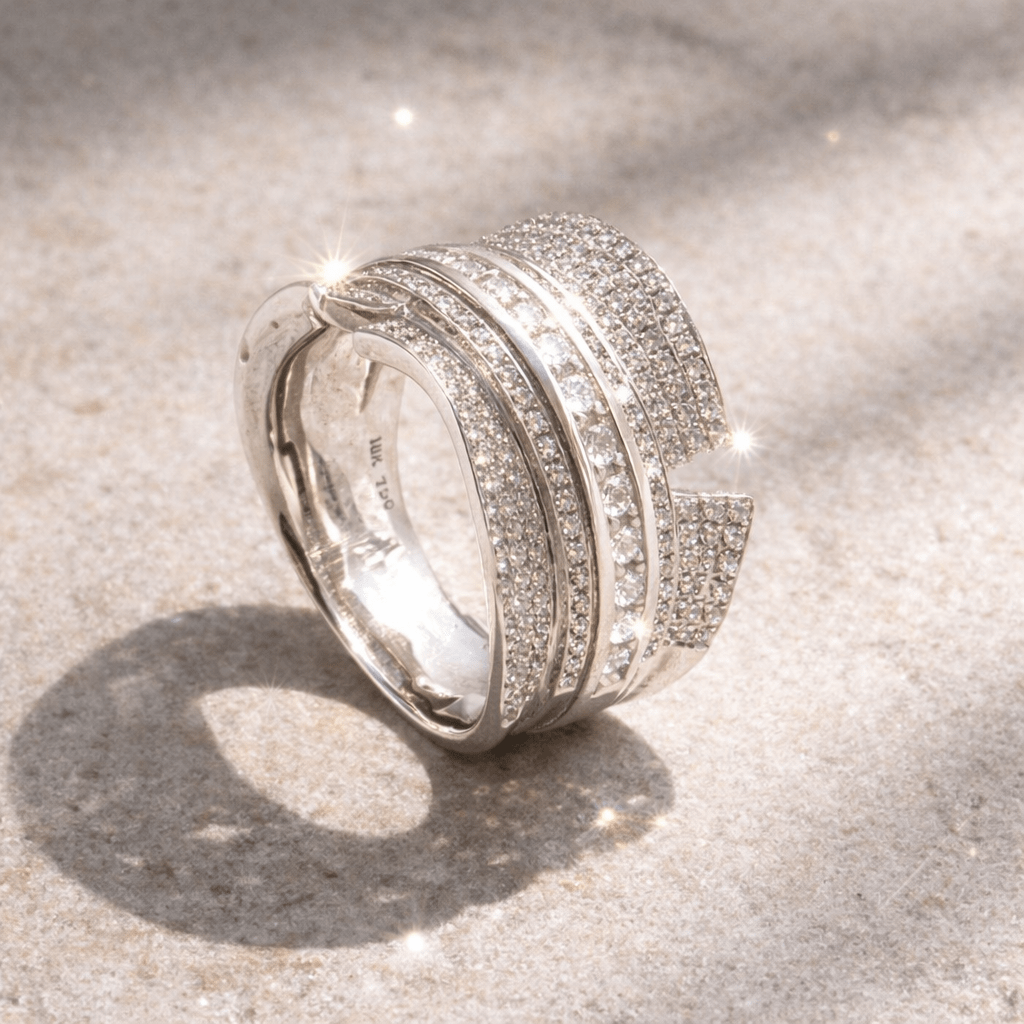 Aurum Jewels 18ct White Gold Diamond ‘Chess’ Ring - Aurum Jewels