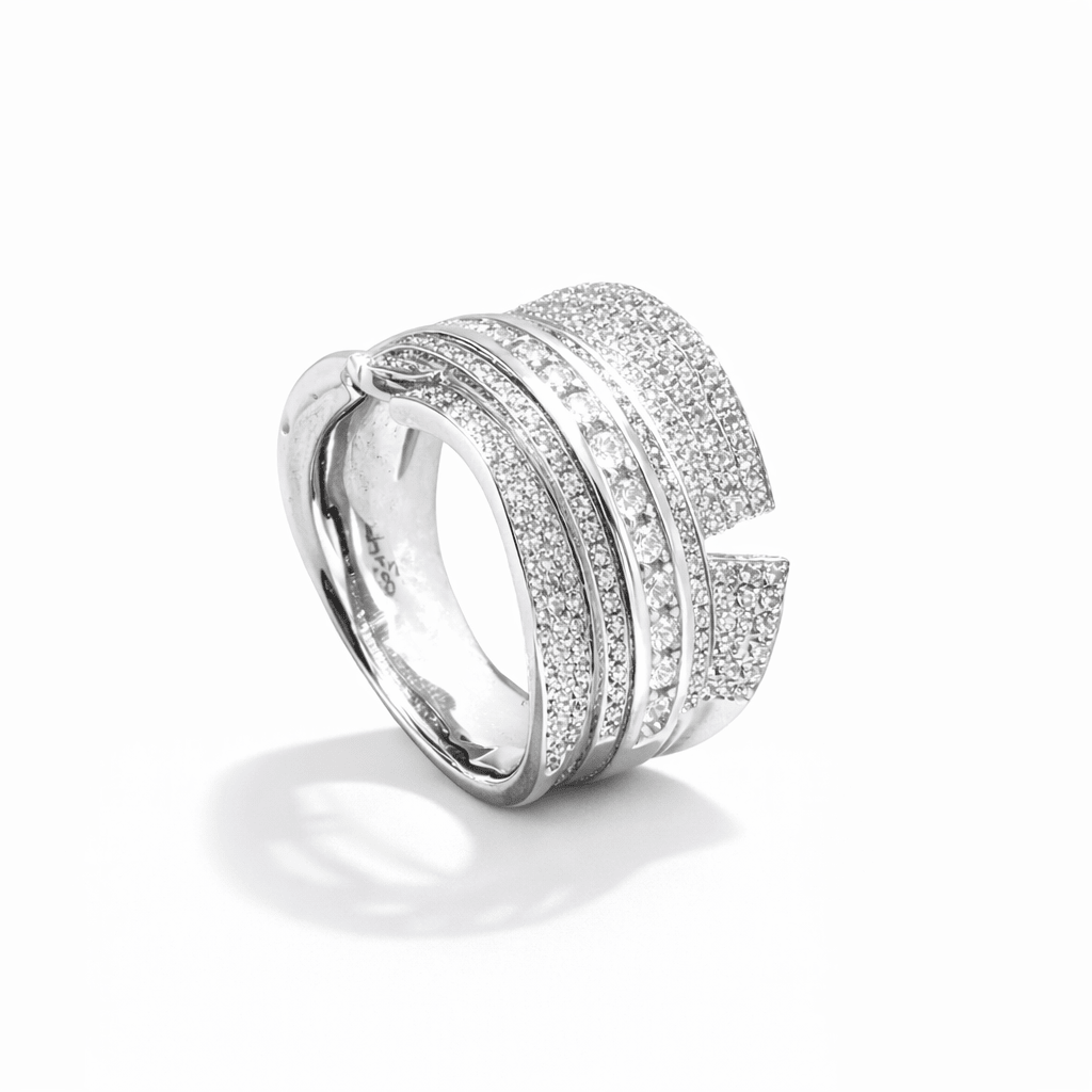 Aurum Jewels 18ct White Gold Diamond ‘Chess’ Ring - Aurum Jewels