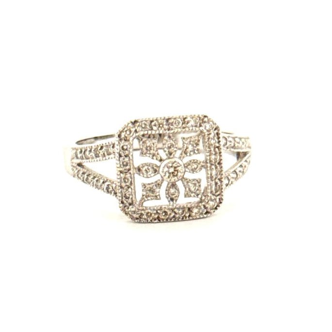 Aurum Jewels 18ct White Gold Diamond Filagree Ring - Aurum Jewels