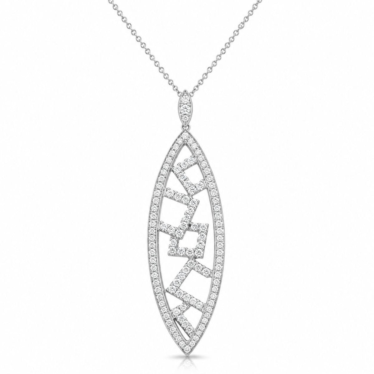 Aurum Jewels 18ct White Gold & Diamond Marquise Shaped Pendant - Aurum Jewels