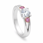 Aurum Jewels 18ct White Gold Pink & White Diamond Trilogy Ring - Aurum Jewels