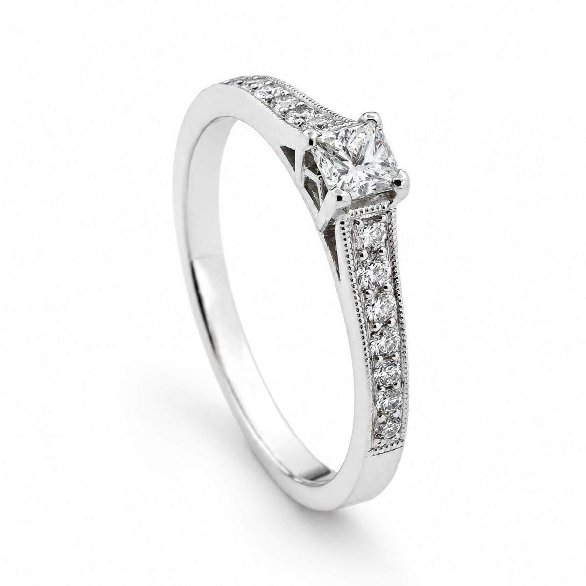Aurum Jewels 18ct White Gold Princess Cut Diamond Ring - Aurum Jewels