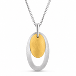 Aurum Jewels 18ct White & Yellow Gold Satin Finished Ovals Pendant - Aurum Jewels