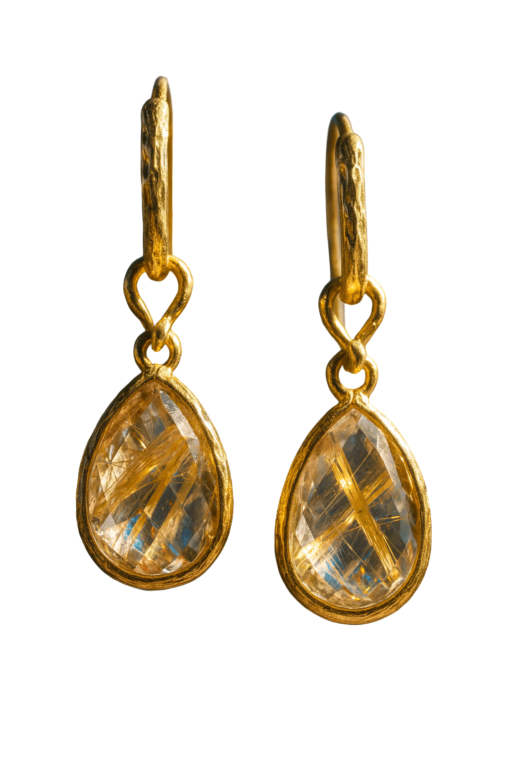 Aurum Jewels 18ct Yellow Gold Rutilated Quartz Earrings - Aurum Jewels