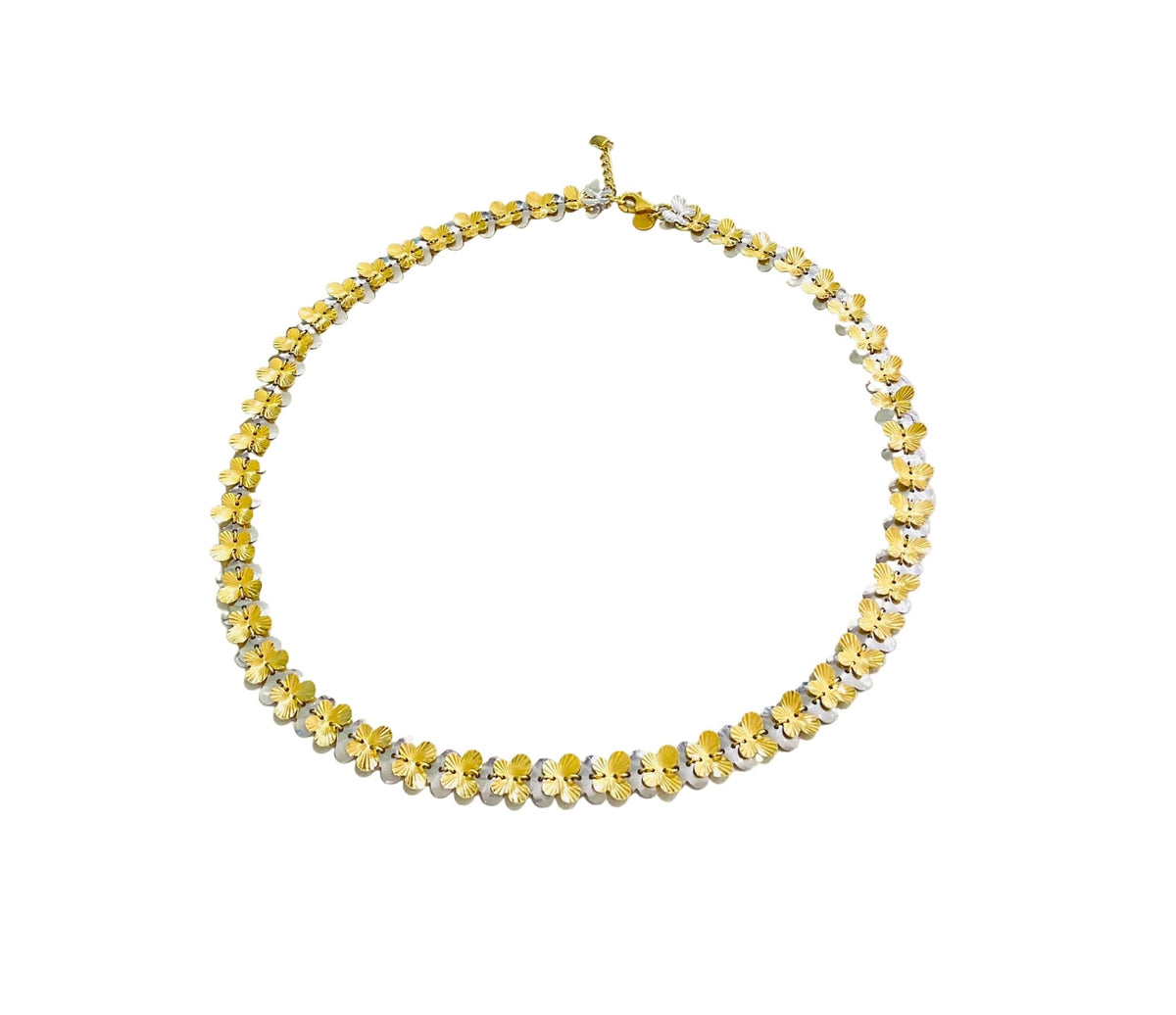 Aurum Jewels 18ct Yellow & White Gold Fancy Double Sided Butterfly Necklace - Aurum Jewels
