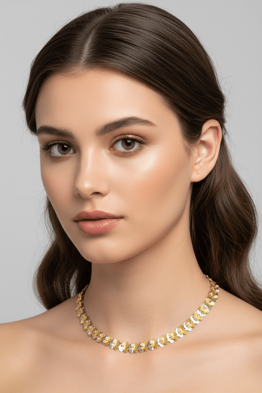 Aurum Jewels 18ct Yellow & White Gold Fancy Double Sided Butterfly Necklace - Aurum Jewels