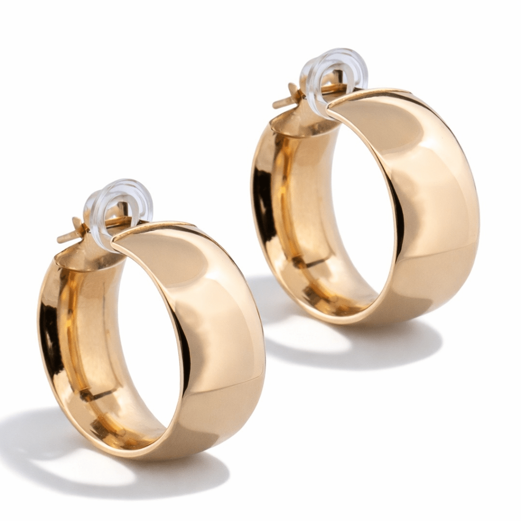 Aurum Jewels Wide Gold Hoop Earrings - Aurum Jewels