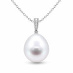 Autore 18ct White Gold & Diamond 13mm Drop South Sea Pearl Pendant - Aurum Jewels