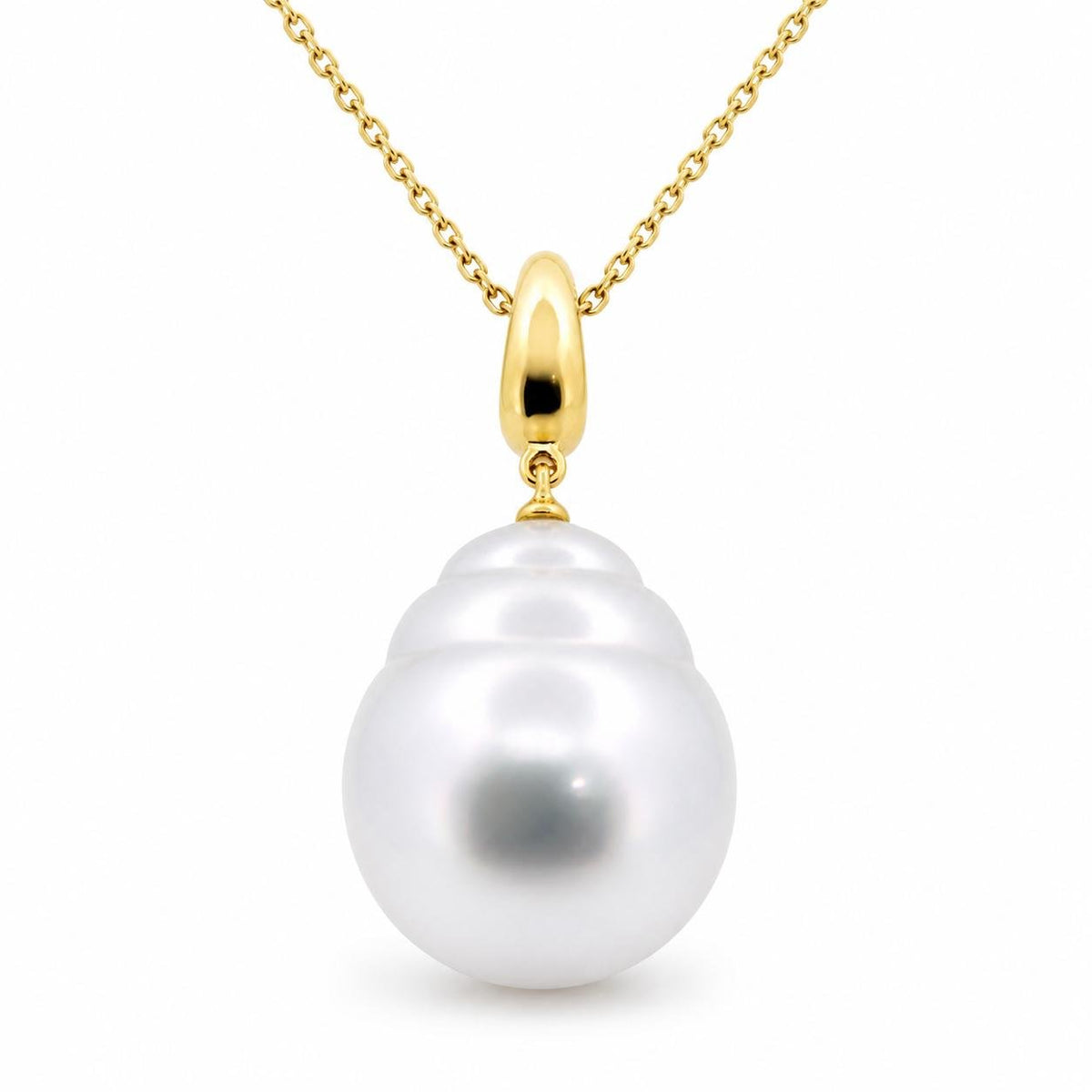 Autore 18ct Yellow Gold 14mm Circle South Sea Pearl Pendant - Aurum Jewels