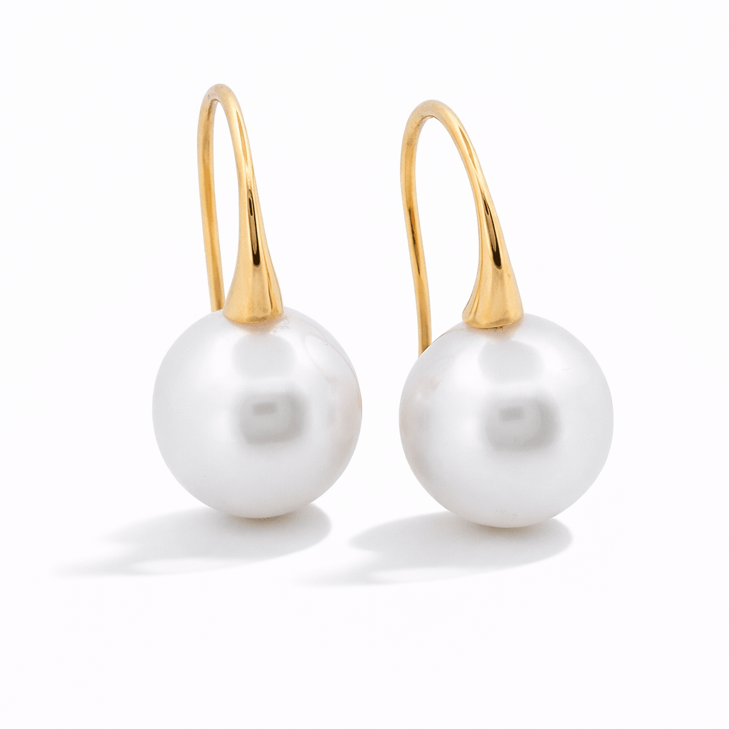 Autore Classic Yellow Gold & South Sea Pearl Drop Earrings - Aurum Jewels