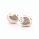 Autore Flat Organic Shaped Keshi Pearl Stud Earrings - Aurum Jewels
