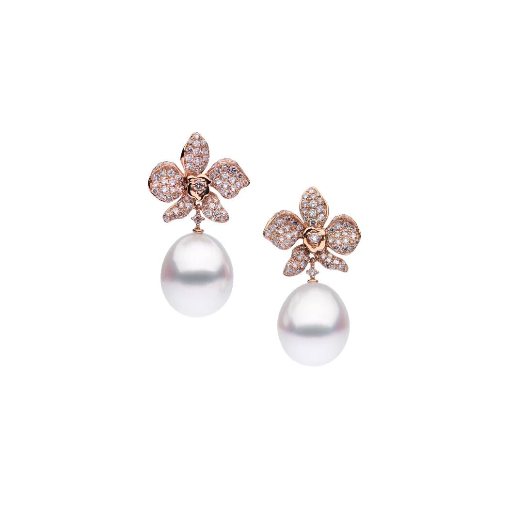 Autore ‘Orchid’ Pink Diamond & South Sea Pearl Earrings - Aurum Jewels