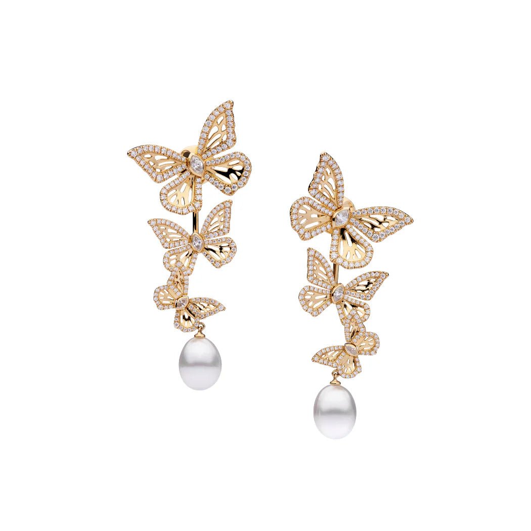 Autore ‘Papillion’ Diamond & South Sea Pearl Earrings - Aurum Jewels
