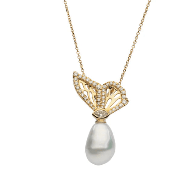 Autore ‘Papillion’ Diamond & South Sea Pearl Pendant - Aurum Jewels