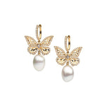 Autore ‘Papillon’ Diamond & South Sea Pearl Drop Earrings - Aurum Jewels