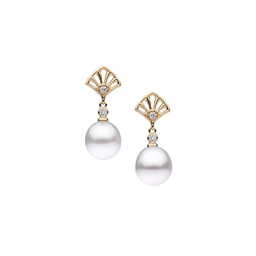 Autore South Sea Pearl & Diamond ‘Geo’ Fan Earrings - Aurum Jewels