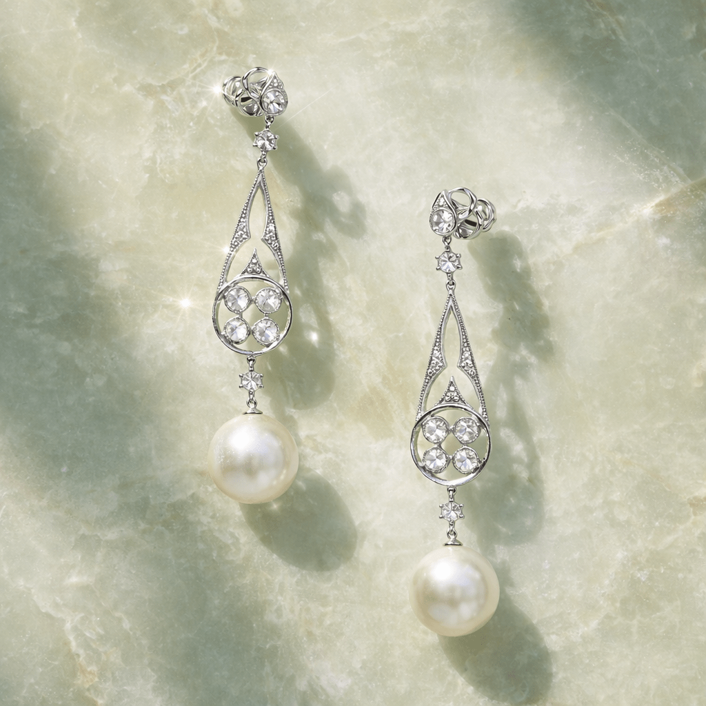 Autore South Sea Pearl & Rose Cut Diamond Earrings - Aurum Jewels