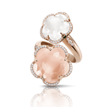 Bon Ton Contrarié Ring in 18k Rose Gold with Rose Quartz, Milky Quartz and Diamonds - Aurum Jewels