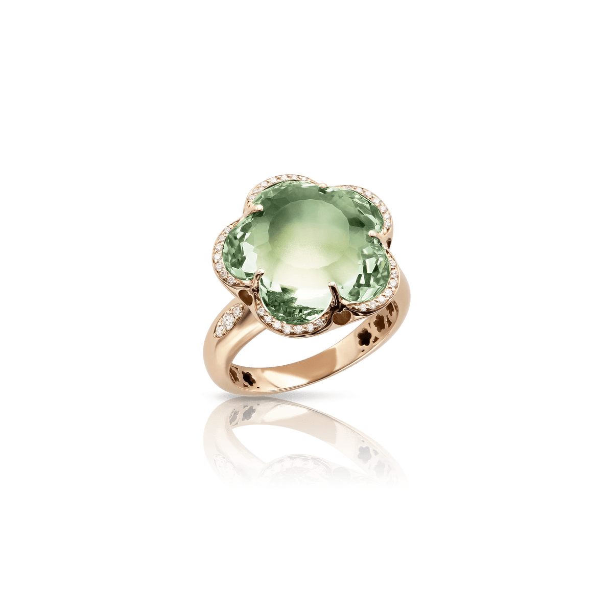 Bon Ton Dolce Vita Ring in 18k Rose Gold with Prasiolite and Diamonds. - Aurum Jewels