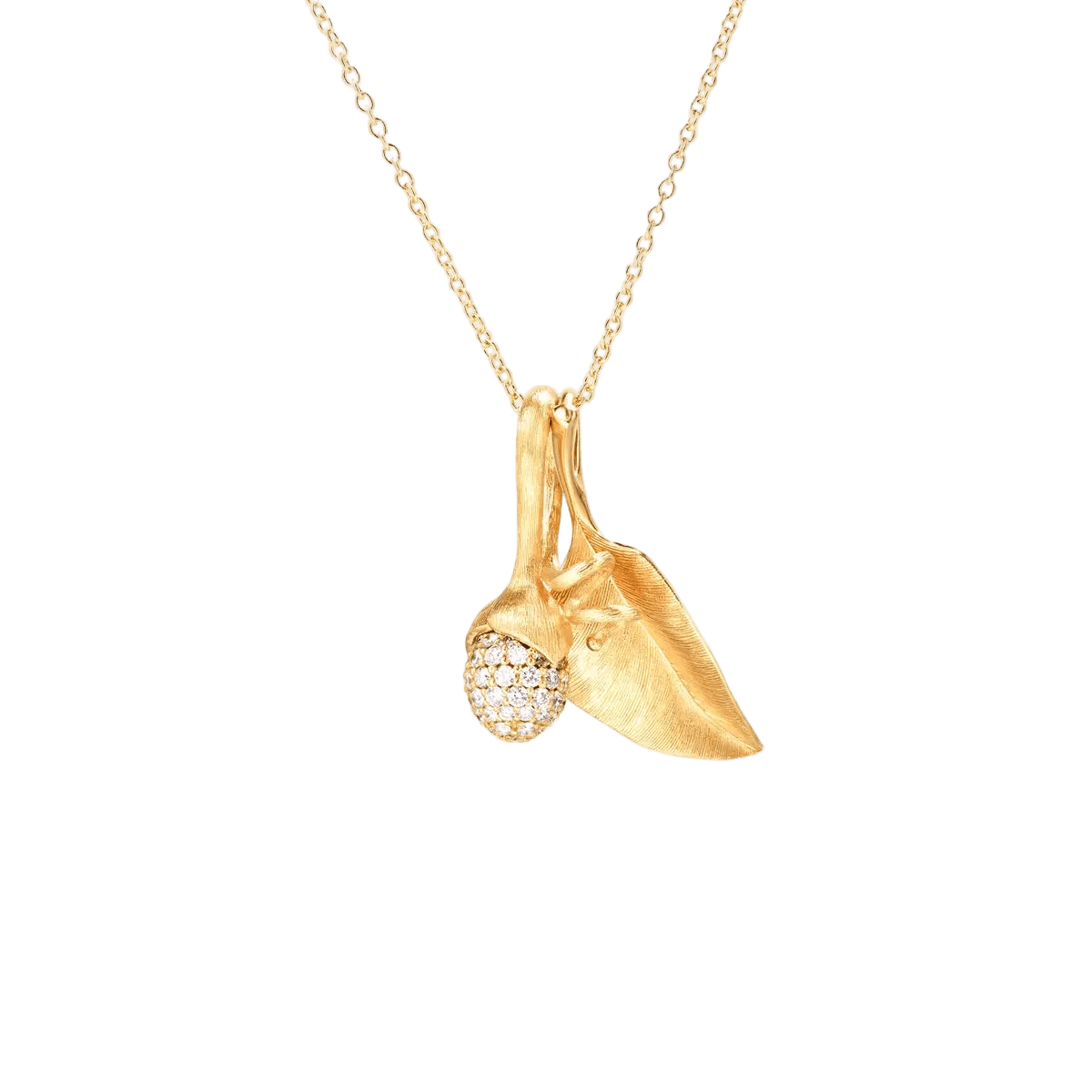 Collier Necklace with Leaves & Diamond Lotus Pendant - Aurum Jewels