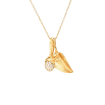 Collier Necklace with Leaves & Diamond Lotus Pendant - Aurum Jewels