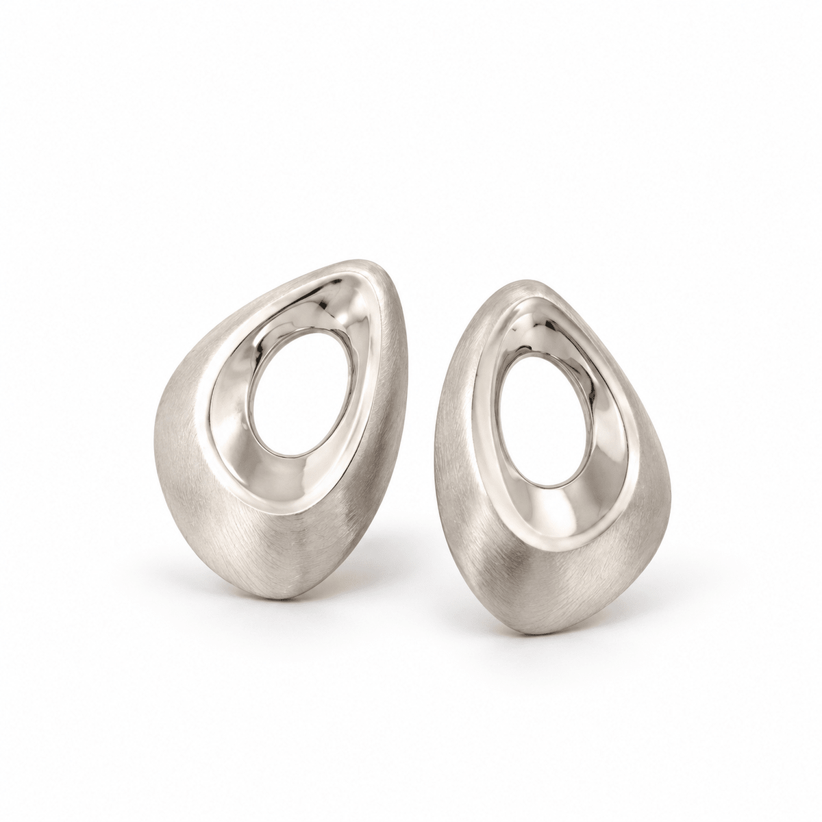 Daniel Bentley Satinised Sterling Silver “Oasis” Stud Earrings - Aurum Jewels