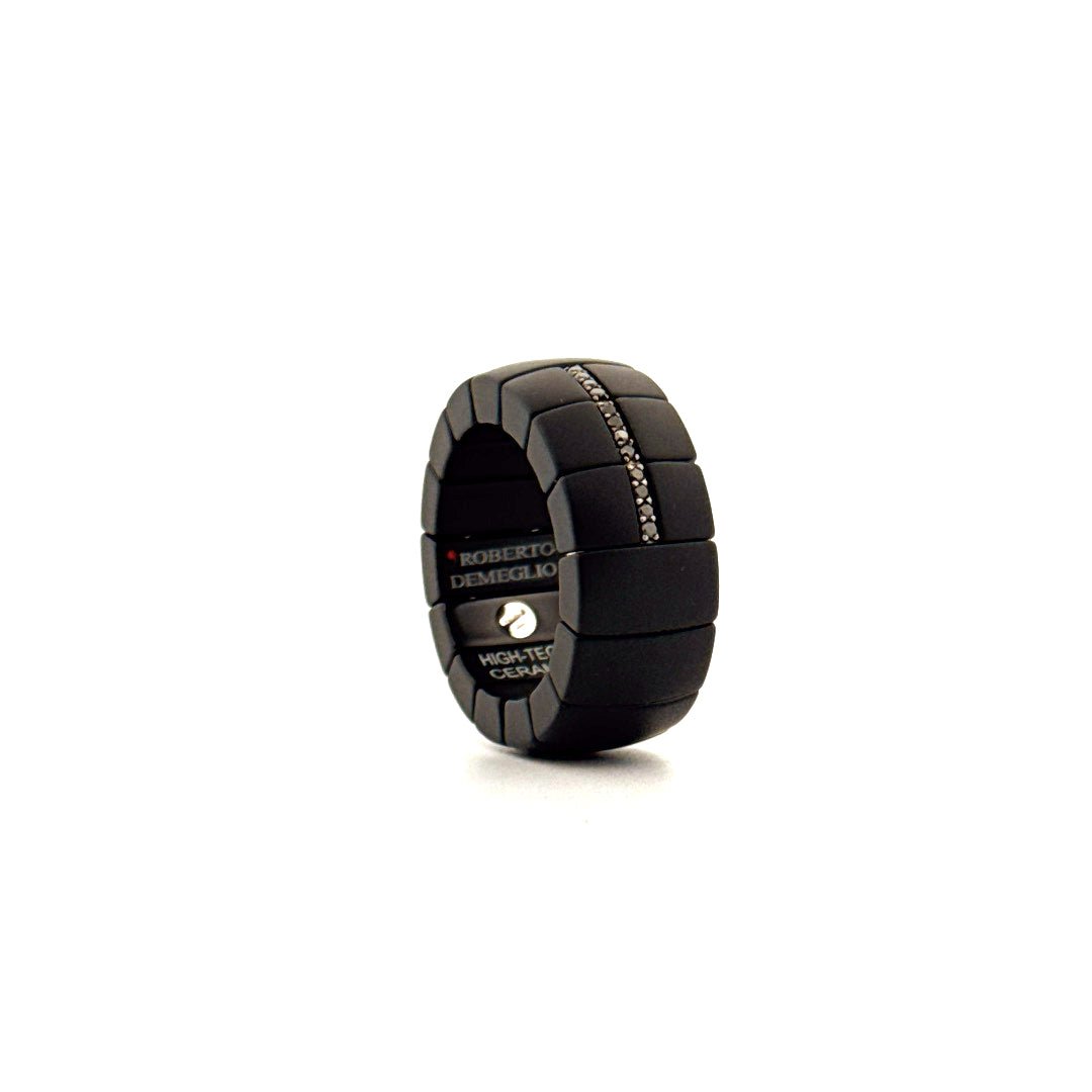 Demeglio Domino Luce Ring in Matte Black Ceramic with Diamonds - Aurum Jewels