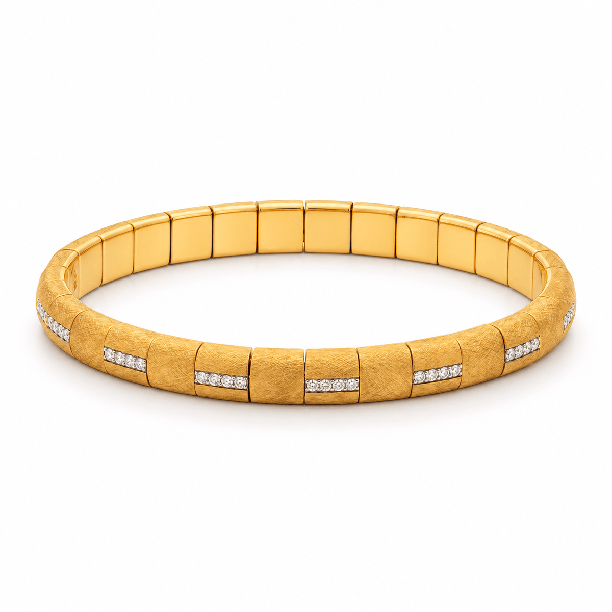 Demeglio Pura Luce Oro Bracelet in Matte Yellow Gold & Diamonds - Aurum Jewels